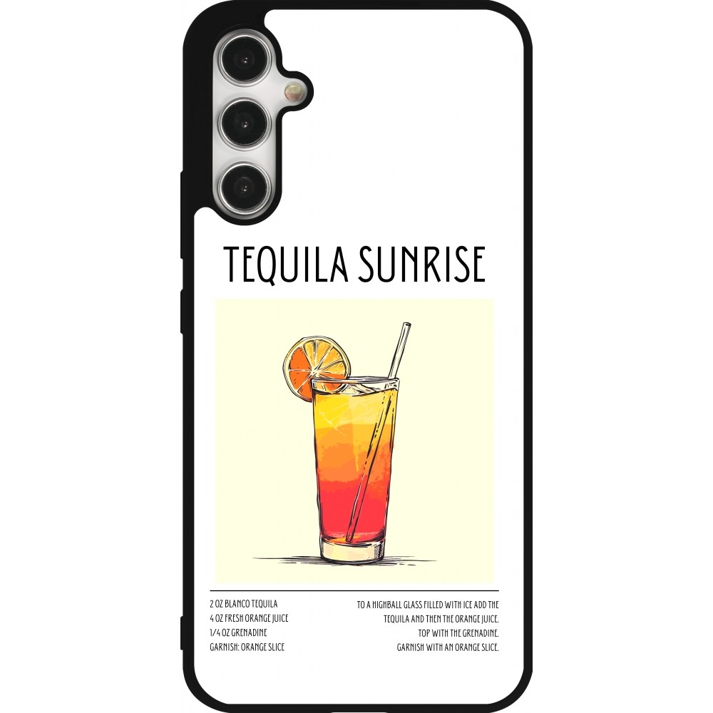 Coque Samsung Galaxy A34 5G - Silicone rigide noir Cocktail recette Tequila Sunrise
