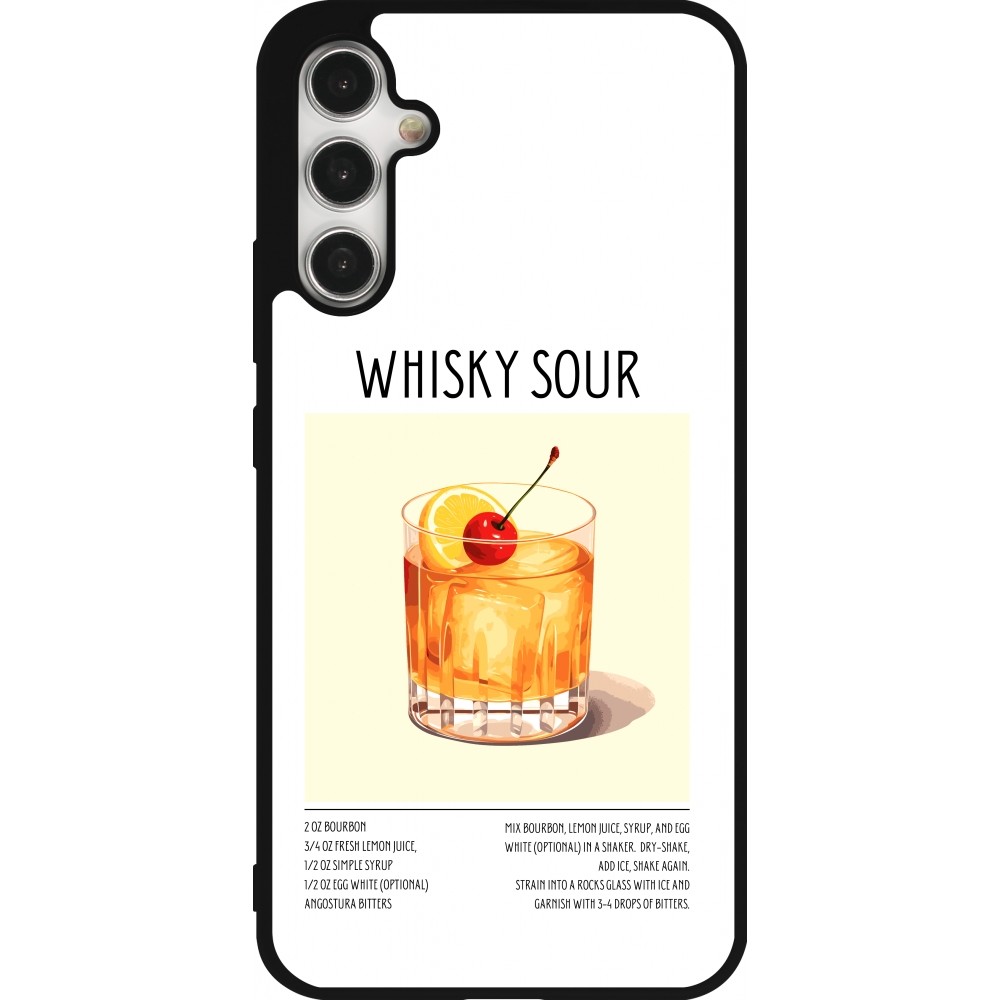 Coque Samsung Galaxy A34 5G - Silicone rigide noir Cocktail recette Whisky Sour