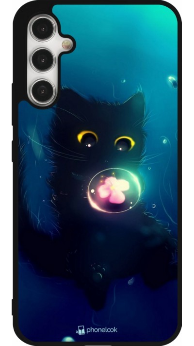 Coque Samsung Galaxy A34 5G - Silicone rigide noir Cute Cat Bubble