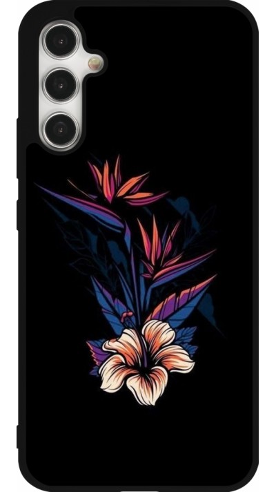 Samsung Galaxy A34 5G Case Hülle - Silikon schwarz Dark Flowers