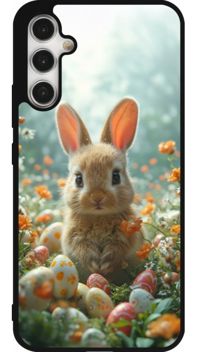 Samsung Galaxy A34 5G Case Hülle - Silikon schwarz Easter 2026 Rabbit in the garden