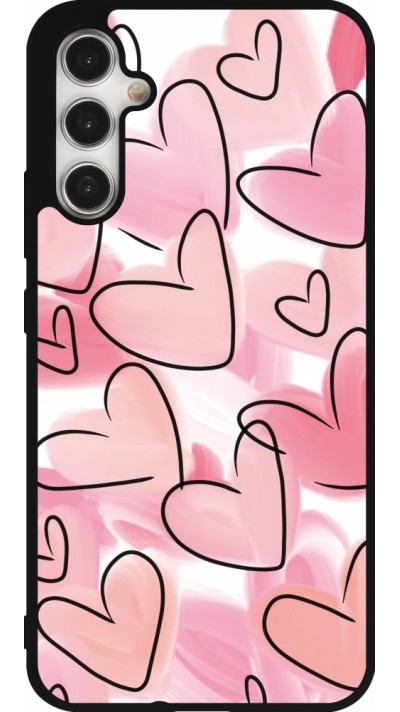 Coque Samsung Galaxy A34 5G - Silicone rigide noir Easter 2023 pink hearts