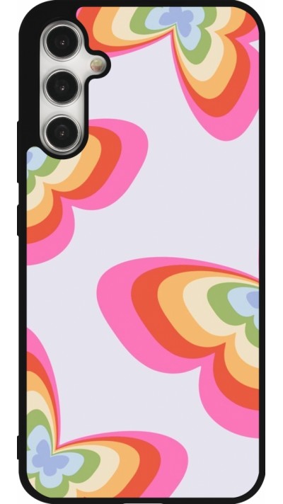 Coque Samsung Galaxy A34 5G - Silicone rigide noir Easter 2024 rainbow butterflies