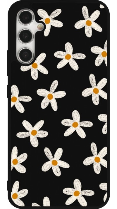 Samsung Galaxy A34 5G Case Hülle - Silikon schwarz Easter 2024 white on black flower