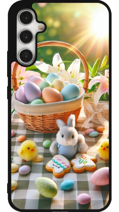 Coque Samsung Galaxy A34 5G - Silicone rigide noir Easter 2025 Panier Pâques