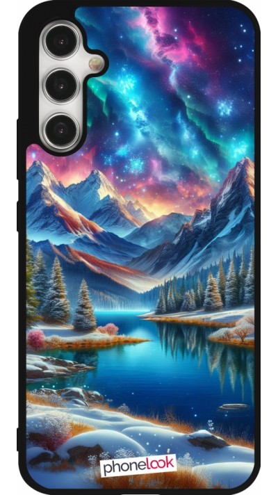 Samsung Galaxy A34 5G Case Hülle - Silikon schwarz Fantasiebergsee Himmel Sterne
