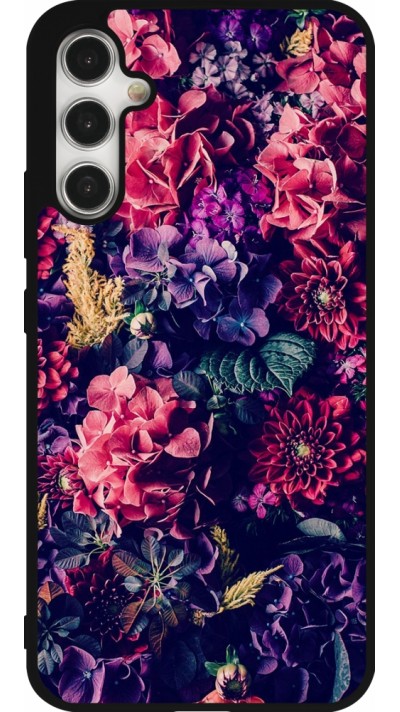 Samsung Galaxy A34 5G Case Hülle - Silikon schwarz Flowers Dark