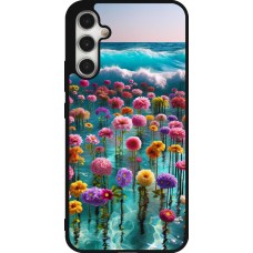 Coque Samsung Galaxy A34 5G - Silicone rigide noir Flower sea waves