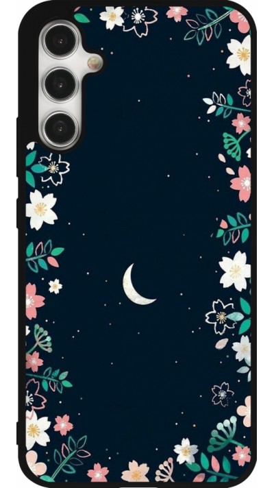 Coque Samsung Galaxy A34 5G - Silicone rigide noir Flowers space