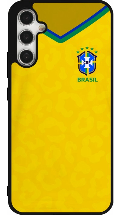 Coque Samsung Galaxy A34 5G - Silicone rigide noir Maillot de football Brésil 2022 personnalisable
