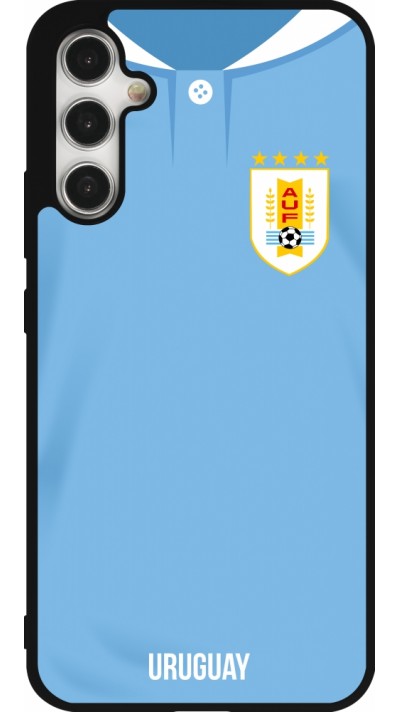 Coque Samsung Galaxy A34 5G - Silicone rigide noir Maillot de football Uruguay 2022 personnalisable