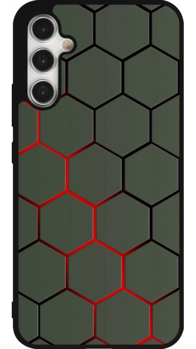 Coque Samsung Galaxy A34 5G - Silicone rigide noir Geometric Line red