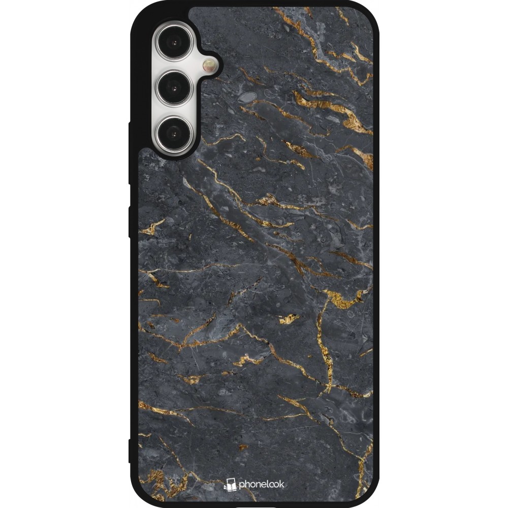 Samsung Galaxy A34 5G Case Hülle - Silikon schwarz Grey Gold Marble