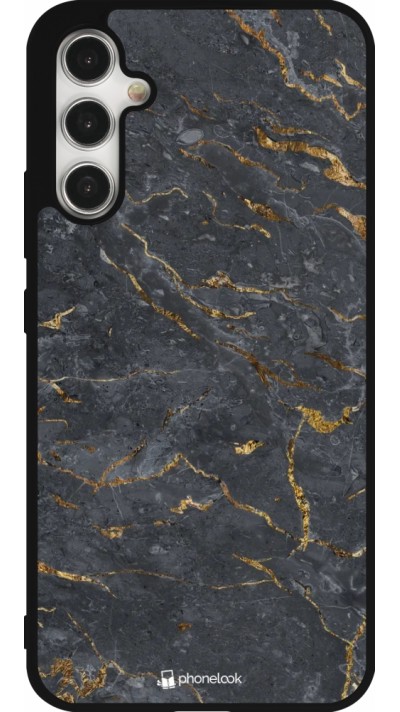 Samsung Galaxy A34 5G Case Hülle - Silikon schwarz Grey Gold Marble