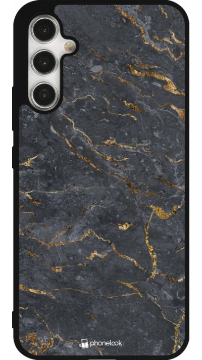 Coque Samsung Galaxy A34 5G - Silicone rigide noir Grey Gold Marble