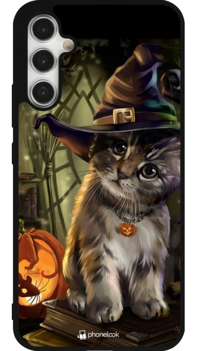 Samsung Galaxy A34 5G Case Hülle - Silikon schwarz Halloween 21 Witch cat
