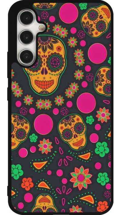 Coque Samsung Galaxy A34 5G - Silicone rigide noir Halloween 22 colorful mexican skulls