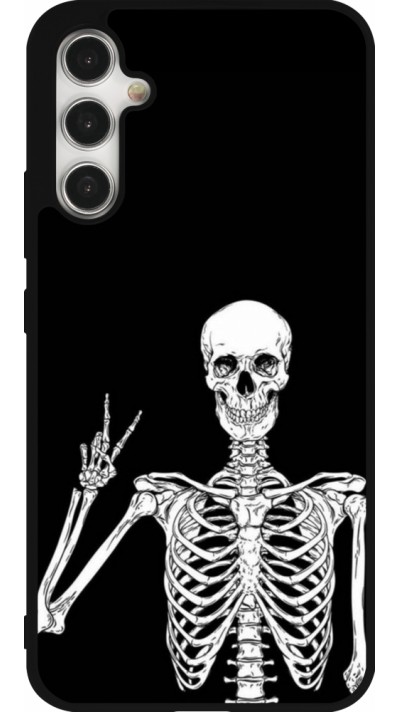 Coque Samsung Galaxy A34 5G - Silicone rigide noir Halloween 2023 peace skeleton