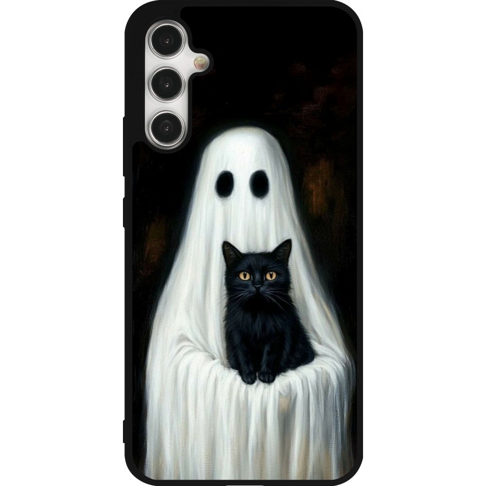 Samsung Galaxy A34 5G Case Hülle - Silikon schwarz Halloween 2025 Ghost with black cat