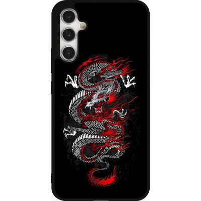 Samsung Galaxy A34 5G Case Hülle - Silikon schwarz Japanese style Dragon Tattoo Red Black