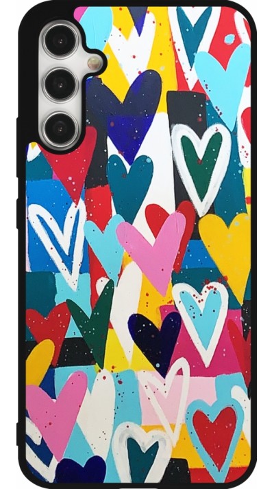 Coque Samsung Galaxy A34 5G - Silicone rigide noir Joyful Hearts