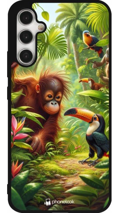 Coque Samsung Galaxy A34 5G - Silicone rigide noir Jungle Tropicale Tayrona