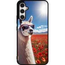 Samsung Galaxy A34 5G Case Hülle - Silikon schwarz Lama Chic in Mohnblume