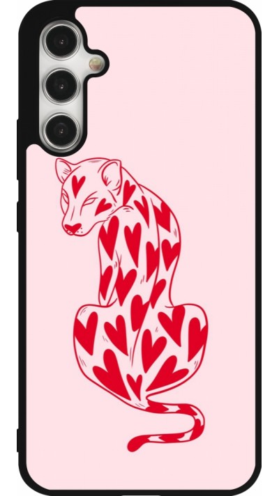 Samsung Galaxy A34 5G Case Hülle - Silikon schwarz Leopard with hearts 2026