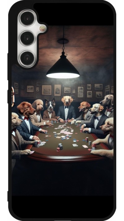 Coque Samsung Galaxy A34 5G - Silicone rigide noir Les pokerdogs