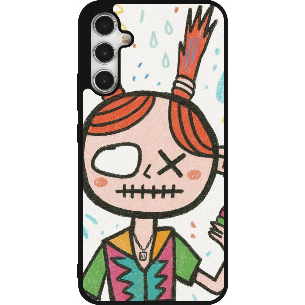 Coque Samsung Galaxy A34 5G - Silicone rigide noir Little Girl Sketch