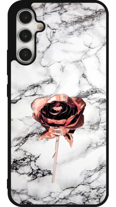 Coque Samsung Galaxy A34 5G - Silicone rigide noir Marble Rose Gold