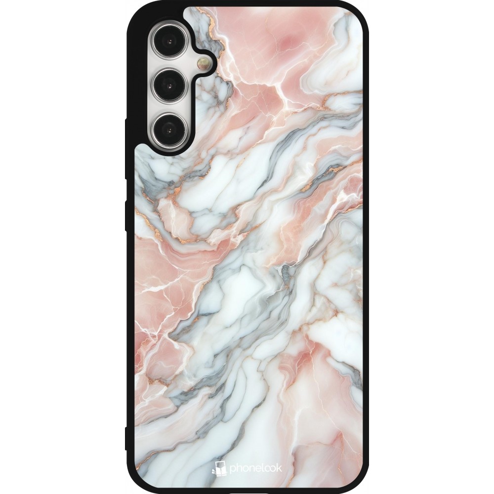 Samsung Galaxy A34 5G Case Hülle - Silikon schwarz Rosa Leuchtender Marmor