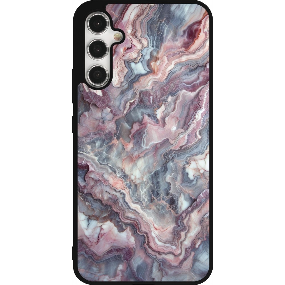 Samsung Galaxy A34 5G Case Hülle - Silikon schwarz Violetter silberner Marmor