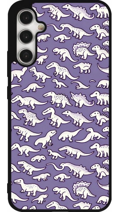 Coque Samsung Galaxy A34 5G - Silicone rigide noir Mini dino pattern violet