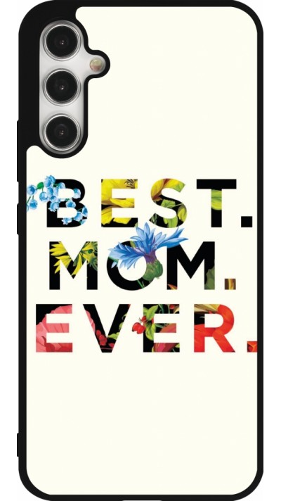 Coque Samsung Galaxy A34 5G - Silicone rigide noir Mom 2023 best Mom ever flowers