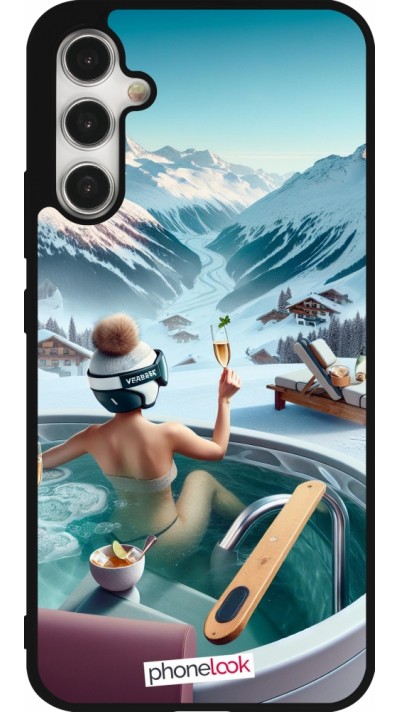 Coque Samsung Galaxy A34 5G - Silicone rigide noir Montagne Glamour Jacuzzi