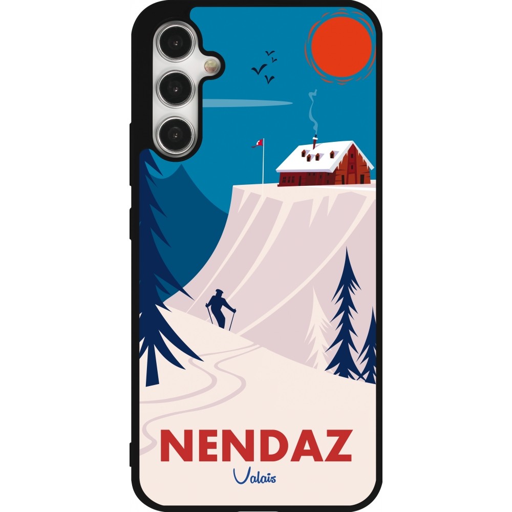 Coque Samsung Galaxy A34 5G - Silicone rigide noir Nendaz Cabane Ski
