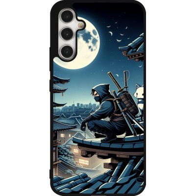 Coque Samsung Galaxy A34 5G - Silicone rigide noir Ninja sous la lune