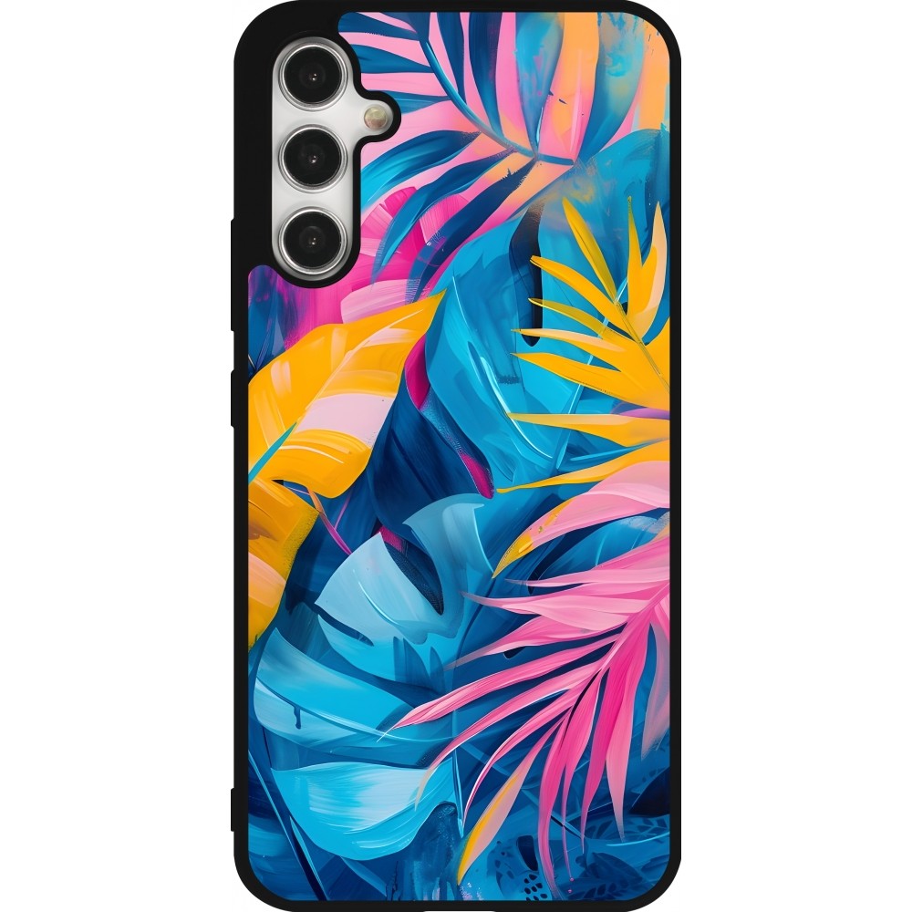 Coque Samsung Galaxy A34 5G - Silicone rigide noir Palms Blue