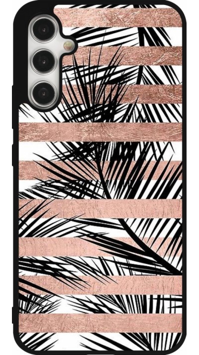 Samsung Galaxy A34 5G Case Hülle - Silikon schwarz Palm trees gold stripes