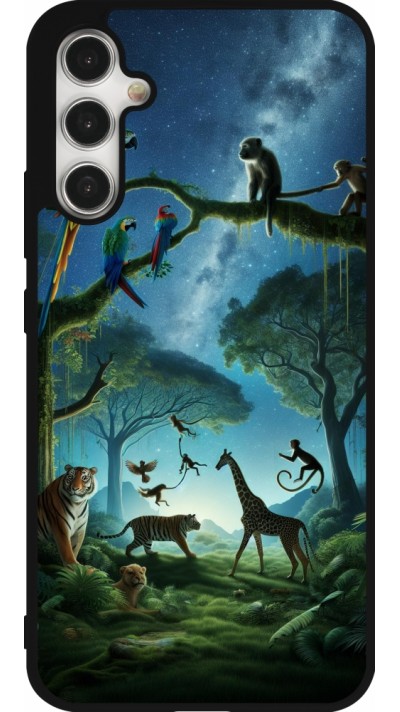 Coque Samsung Galaxy A34 5G - Silicone rigide noir Paradis des animaux exotiques