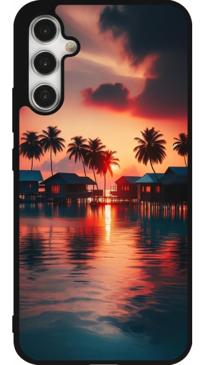Coque Samsung Galaxy A34 5G - Silicone rigide noir Paradis Maldives