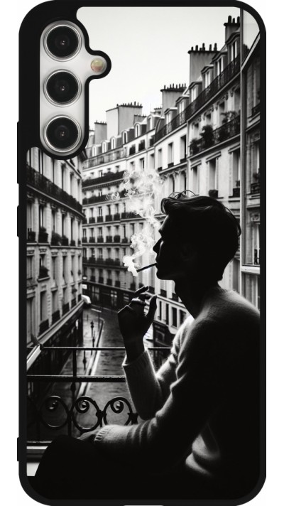 Coque Samsung Galaxy A34 5G - Silicone rigide noir Parisian Smoker