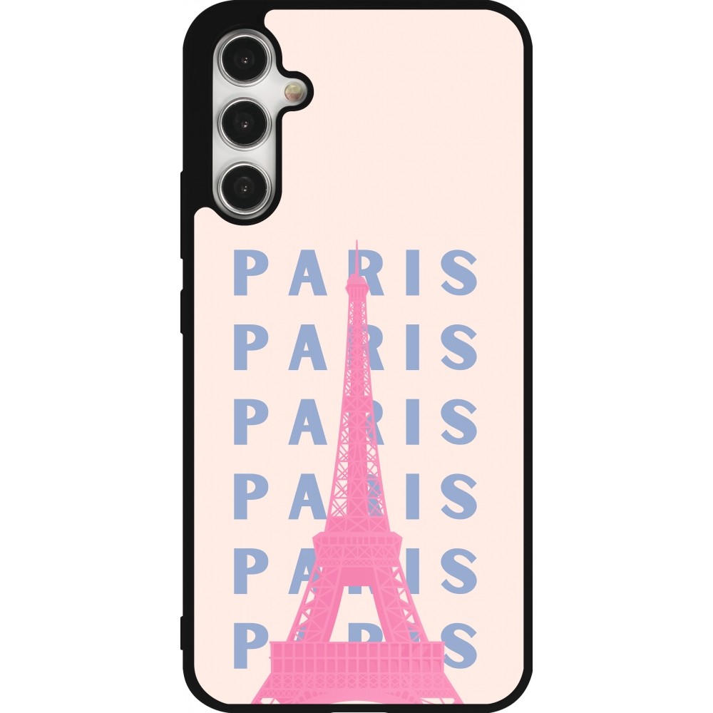 Samsung Galaxy A34 5G Case Hülle - Silikon schwarz Paris Pink Print