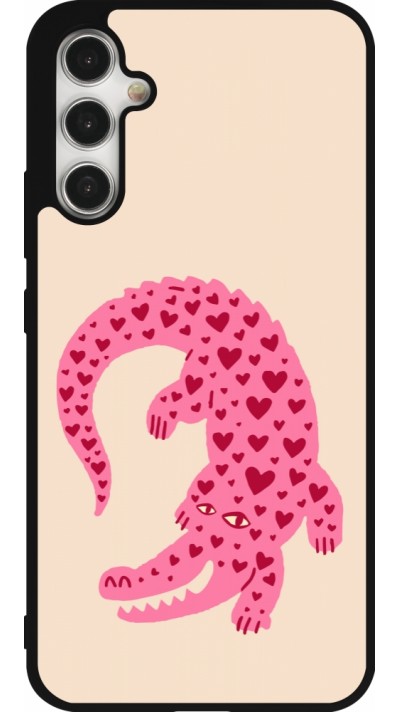 Samsung Galaxy A34 5G Case Hülle - Silikon schwarz Pink crocodile 2026