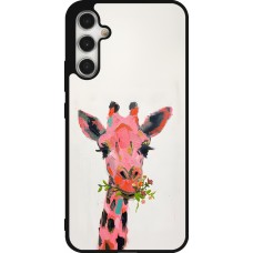 Samsung Galaxy A34 5G Case Hülle - Silikon schwarz Pink Girafe Paint