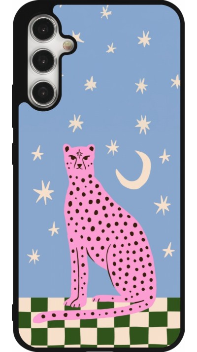 Samsung Galaxy A34 5G Case Hülle - Silikon schwarz Pink leopard with stars 2026