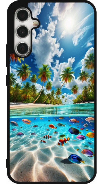 Coque Samsung Galaxy A34 5G - Silicone rigide noir Plage Paradis