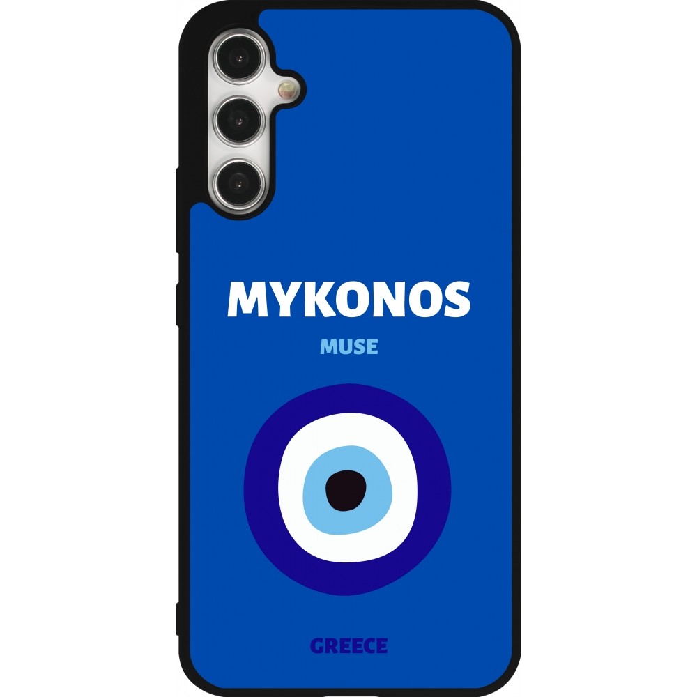 Samsung Galaxy A34 5G Case Hülle - Silikon schwarz Pop Summer Destination Mykonos