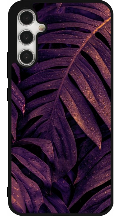 Samsung Galaxy A34 5G Case Hülle - Silikon schwarz Purple Light Leaves